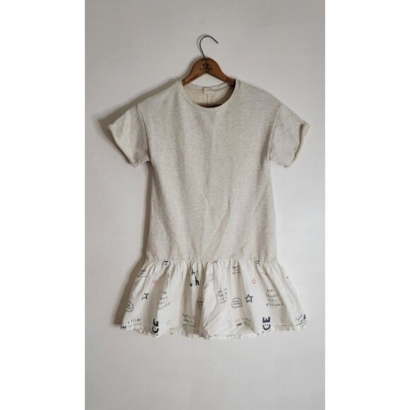 Zara Girls Casual Collection Cream Color Dress Sz 13/14 Real Queens Eat Burgers - Picture 1 of 6